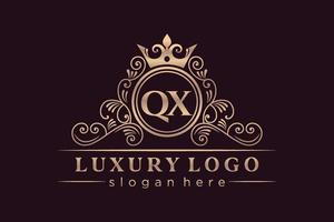 qx anfangsbuchstabe gold kalligrafisch feminin floral handgezeichnet heraldisch monogramm antik vintage stil luxus logo design premium vektor