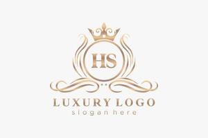 första hs brev kunglig lyx logotyp mall i vektor konst för restaurang, kungligheter, boutique, Kafé, hotell, heraldisk, Smycken, mode och Övrig vektor illustration.