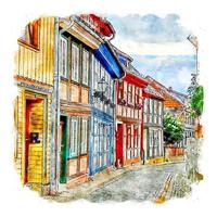 wernigerode deutschland aquarell skizze handgezeichnete illustration vektor