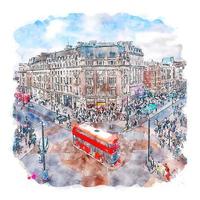 london großbritannien aquarell skizze handgezeichnete illustration vektor