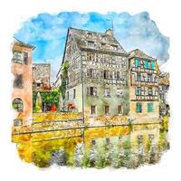 frankreich frankreich aquarell skizze handgezeichnete illustration vektor