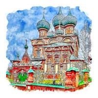 kostroma russland aquarellskizze handgezeichnete illustration vektor