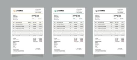 professionelles Firmenrechnungsvorlagendesign mit oranger, grüner und schwarzer Farbe. vektor