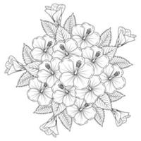 Rose von Sharon Flower Malvorlagen Illustration mit Strichzeichnungen von schwarz-weißer Hand gezeichnet vektor