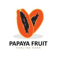 Papaya-Logo-Design, Vitamin-Frucht-Vektor, Symbol für Fruchtprodukt-Markenillustration vektor