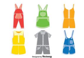 Färgglada Overalls Vector Set