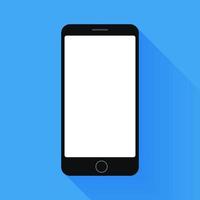 Schwarzes Smartphone mit leerem Bildschirm auf blauem Hintergrund, Vektor. vektor