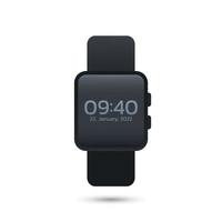 schwarze Smartwatch auf weißem Hintergrund, Vektor. vektor