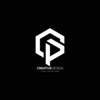 c p kreativ brev sexhörning monogram logotyp vektor