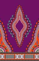 ethnisches westafrikanisches dashiki-kleid floraler vintage bunter musterhintergrund. tribal art hemden mode. Halsstickerei-Ornamente. traditionelles afrikanisches Stammes-Kleidungsdesign. vektor