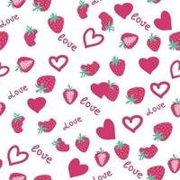 erdbeermuster, rote erdbeere, erdbeerhintergründe, erdbeerliebeskarte vektor