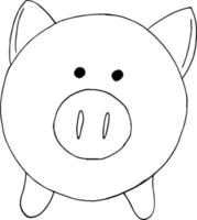 Sparschwein-Symbol, Aufkleber. skizzieren Sie handgezeichneten Doodle-Stil. monochromer Minimalismus. Schwein, Geld, Münzen finanzieren Einsparungen vektor