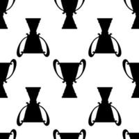 Siegertrophäe Cup nahtlose Muster. schwarze einfache Silhouettentextur. Meisterpreis für den ersten Platz. Vektor-Illustration. vektor