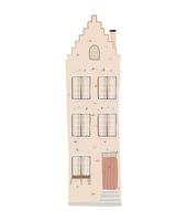 das Äußere eines Wohnhauses. die Architektur des Stadthauses mit Fenstern, Türen und Treppen. flache vektorillustration, lokalisiert auf weißem hintergrund vektor