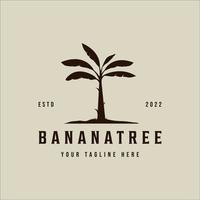 silhuett banan träd logotyp vektor årgång illustration mall ikon grafisk design. tropisk växter tecken eller symbol för organisk jordbrukare
