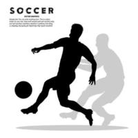 Silhouette von Fußballspielern, die um den Ball kämpfen, isoliert auf weißem Hintergrund vektor