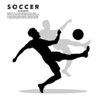 Silhouette von Fußballspielern, die um den Ball in der Luft kämpfen, isoliert auf weißem Hintergrund vektor