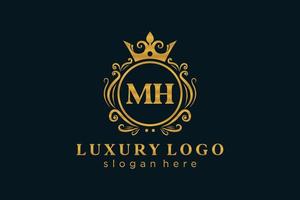 Anfangsmh-Buchstabe Royal Luxury Logo-Vorlage in Vektorgrafiken für Restaurant, Lizenzgebühren, Boutique, Café, Hotel, heraldisch, Schmuck, Mode und andere Vektorillustrationen. vektor
