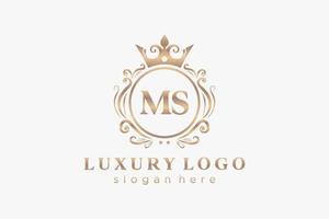 Initial ms Letter Royal Luxury Logo Vorlage in Vektorgrafiken für Restaurant, Lizenzgebühren, Boutique, Café, Hotel, heraldisch, Schmuck, Mode und andere Vektorillustrationen. vektor