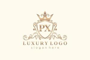 anfängliche px-Buchstabe königliche Luxus-Logo-Vorlage in Vektorgrafiken für Restaurant, Lizenzgebühren, Boutique, Café, Hotel, heraldisch, Schmuck, Mode und andere Vektorillustrationen. vektor