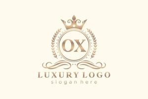 första oxe brev kunglig lyx logotyp mall i vektor konst för restaurang, kungligheter, boutique, Kafé, hotell, heraldisk, Smycken, mode och Övrig vektor illustration.