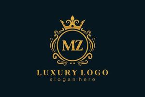 Initial mz Letter Royal Luxury Logo Vorlage in Vektorgrafiken für Restaurant, Lizenzgebühren, Boutique, Café, Hotel, heraldisch, Schmuck, Mode und andere Vektorillustrationen. vektor