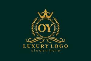 första oy brev kunglig lyx logotyp mall i vektor konst för restaurang, kungligheter, boutique, Kafé, hotell, heraldisk, Smycken, mode och Övrig vektor illustration.