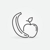 Banane mit Apfel-Vektor-Konzept-Symbol im Umriss-Stil vektor