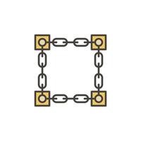 Verbundene Ketten mit Blöcken Vektor Blockchain farbiges Symbol
