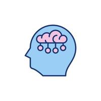 vektor huvud och hjärna nervcell anslutningar färgad ikon