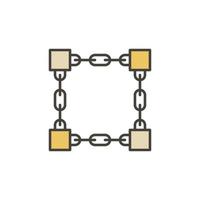 Kette mit Blöcken farbiges Symbol - Vektor-Blockchain-Symbol vektor