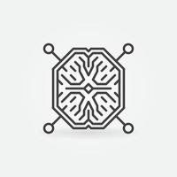 artificiell intelligens hjärna vektor linje begrepp ikon eller logotyp