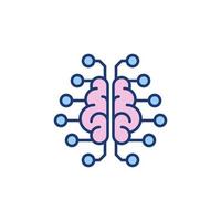 nervcell anslutningar i mänsklig hjärna färgad vektor ikon