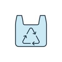 plast väska återvinna vektor återvinning begrepp färgad ikon