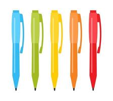 uppsättning av fem flerfärgad pennor. vektor illustration