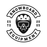 vintage retro wintersport ski snowboard oder abenteueremblem, logo, abzeichen, etikett. markieren, plakatieren oder drucken. monochrome Grafik. gravur im holzschnittstil. vektor