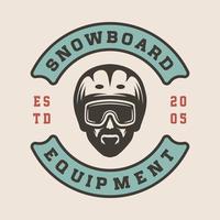 vintage retro wintersport ski snowboard oder abenteueremblem, logo, abzeichen, etikett. markieren, plakatieren oder drucken. monochrome Grafik. gravur im holzschnittstil. vektor