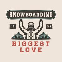årgång retro vinter- sport åka skidor snowboard eller äventyr emblem, logotyp, bricka, märka. märke, affisch eller skriva ut. svartvit grafisk konst. gravyr träsnitt stil. vektor