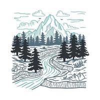 gute Sicht auf die Natur mit grafischer Illustration des Flusses, Vektorgrafik-T-Shirt-Design vektor