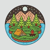 camping i de skönhet natt och natur grafisk illustration vektor konst t-shirt design