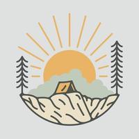 Camping allein im Freien grafische Illustration Vektorkunst T-Shirt-Design vektor