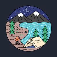 Camping in der ruhigen Natur bei Nacht Grafik Illustration Vektorkunst T-Shirt Design vektor