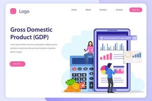 Bruttoinlandsprodukt oder BIP-Statistikkonzept. Zielseiten-Website flache Vektorvorlage. vektor
