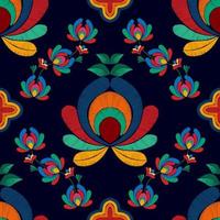 ikat etnisk sömlös mönster dekoration design. aztec tyg matta boho mandalas textil- dekor tapet. stam- inföding motiv blomma ornament traditionell broderi vektor illustrerade bakgrund