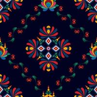 ikat ethnisches nahtloses musterdekorationsdesign. aztekischer stoffteppich boho mandalas textildekor tapete. Stammes- einheimische Motivblumenverzierungen traditioneller Stickereivektor illustrierter Hintergrund vektor