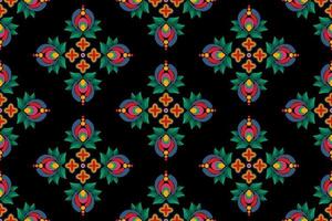 ikat ethnisches nahtloses musterdekorationsdesign. aztekischer stoffteppich boho mandalas textildekor tapete. Stammes- einheimische Motivblumenverzierungen traditioneller Stickereivektor illustrierter Hintergrund vektor