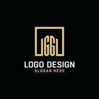 gg anfängliches Monogramm-Logo-Design mit quadratischen Design-Ideen vektor