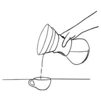 Strichzeichnungen minimal von Tropfkaffee in handgezeichnetem Konzept für Dekoration, Doodle-Stil vektor