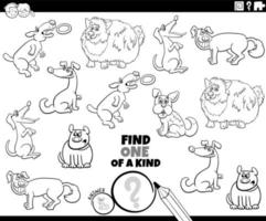 ett unikt spel med roliga tecknade hundar målarbok vektor