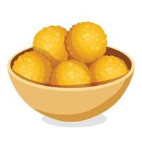 indisk traditionell sötsaker laddu i tallrik. vektor illustration.